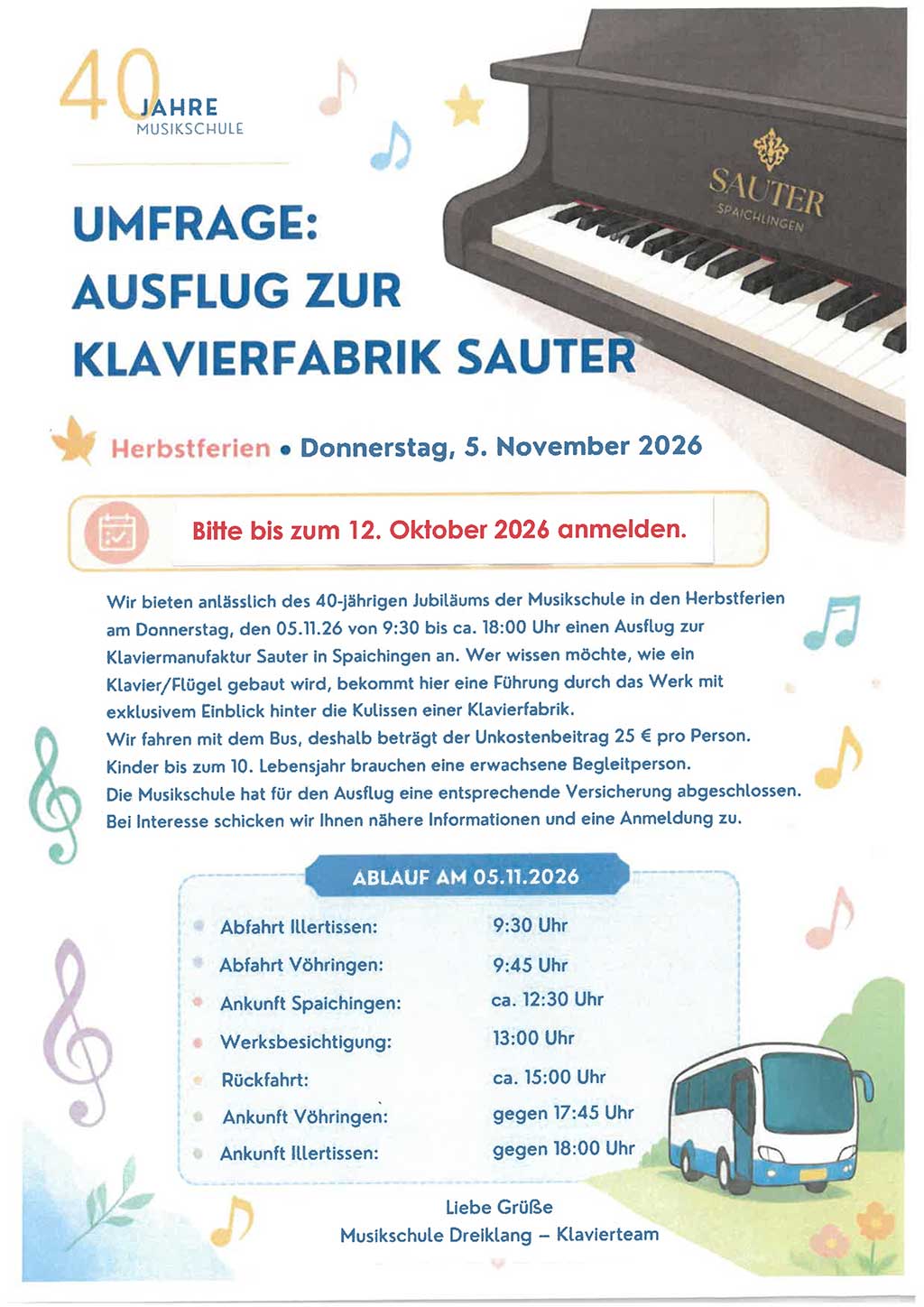 Ausflug zur Klavierfabrik Sauter